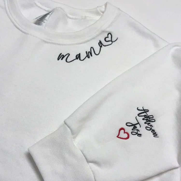 Custom Embroidered Mom Sweatshirt with name on Sleeve | Mother&