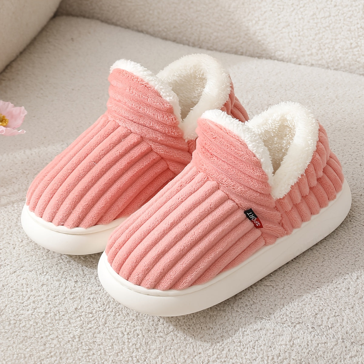 Cozy Velvet Winter Slippers with Thick Non-Slip Sole for Women &amp; Men