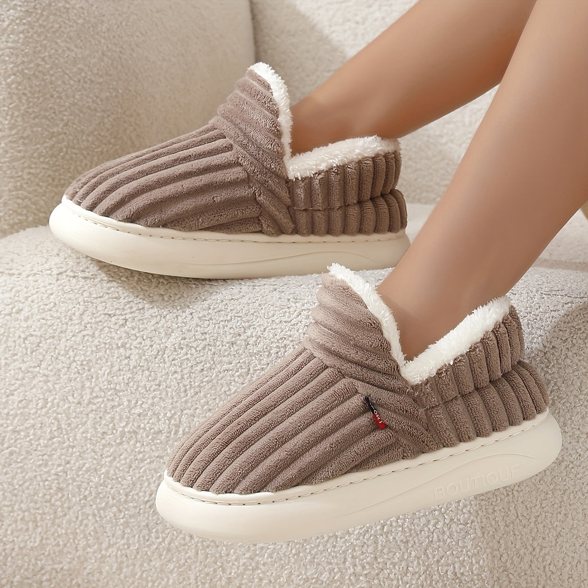 Cozy Velvet Winter Slippers with Thick Non-Slip Sole for Women &amp; Men