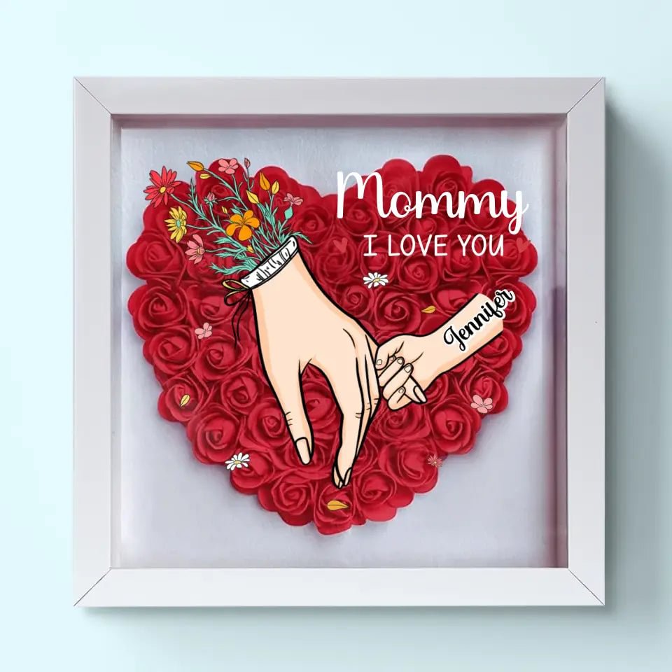 Family Love Blooms Forever – Custom Personalized Mum &amp; Grandma Flower Shadow Box with Names | Mother’s Day gift