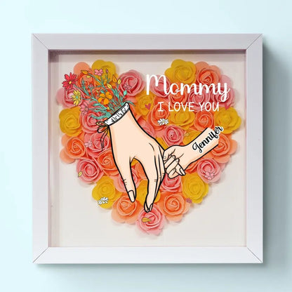 Family Love Blooms Forever – Custom Personalized Mum &amp; Grandma Flower Shadow Box with Names | Mother’s Day gift