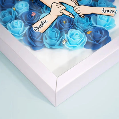 Family Love Blooms Forever – Custom Personalized Mum &amp; Grandma Flower Shadow Box with Names | Mother’s Day gift