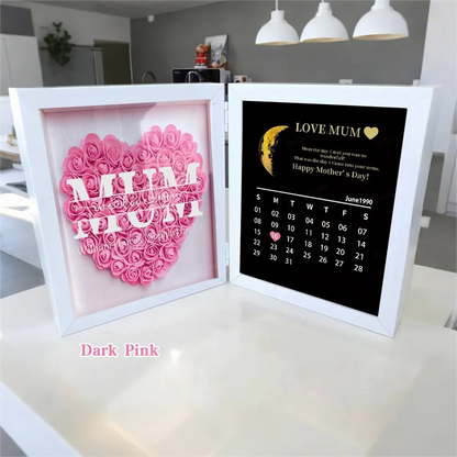 Mum We Love You With REAL MOON PHASE Anniversary Calendar - Personalized Flower Shadow Box