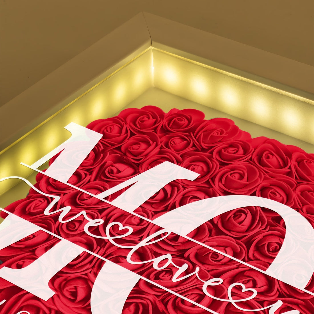 We Love You Mom - Personalized Flower Shadow Box With LED Light | Mother&