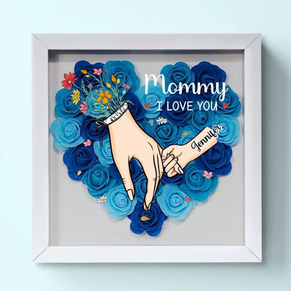 Family Love Blooms Forever - Custom Mother's Day Personalized Flower Shadow Box With Led Light Personalized Gift for mom,grandma