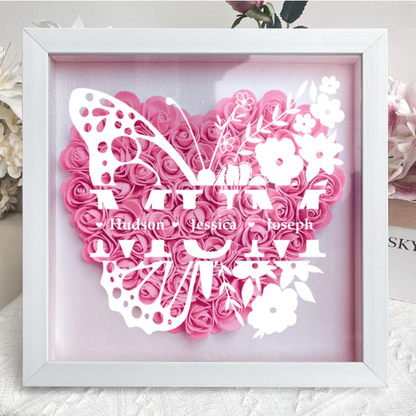 A Love That Lives On - Personalized Flower Shadow Box LED Light - A Memorial Gift With Butterflies | Mother&