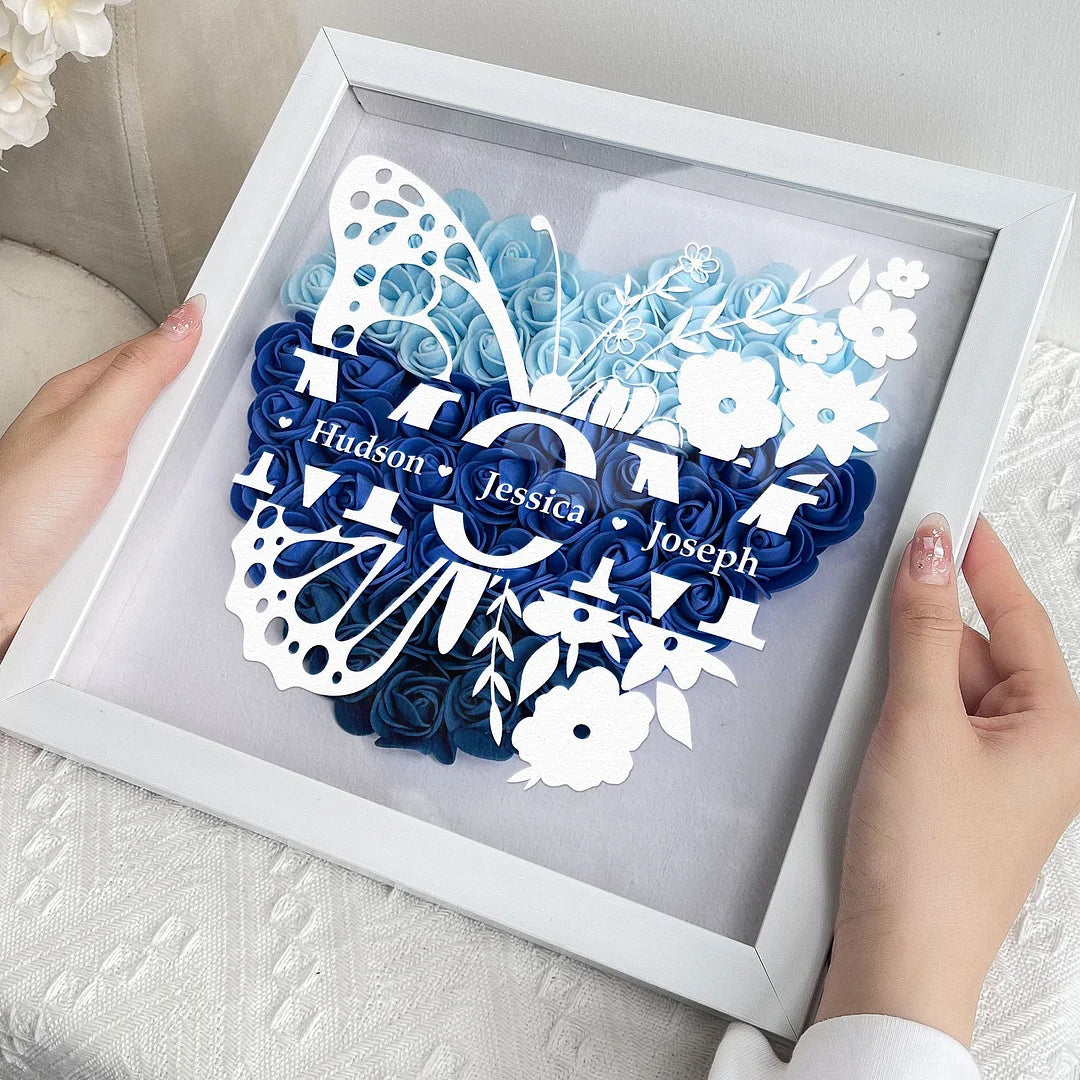 A Love That Lives On - Personalized Flower Shadow Box LED Light - A Memorial Gift With Butterflies | Mother&