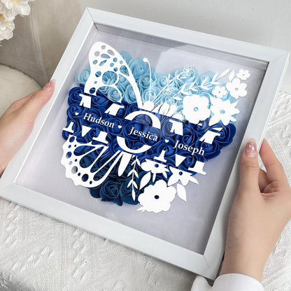 A Love That Lives On - Personalized Flower Shadow Box LED Light - A Memorial Gift With Butterflies | Mother&
