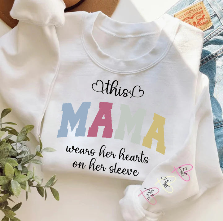 Custom Wear Your Heart On Your Sleeve Mom Sweatshirt With Your Child&