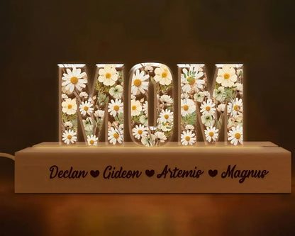 Custom Mothers Day Birth Flower Night Light, 3D Led Light Mom Floral, New Mom Gift