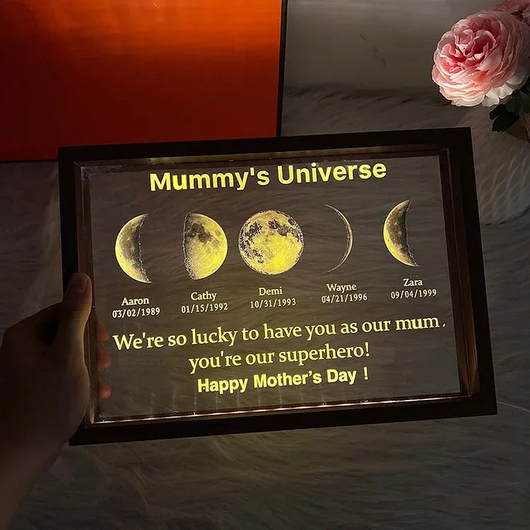 We Are So Lucky - LED Light Frame with Custom Text &amp; Date - Mommy’s Universe