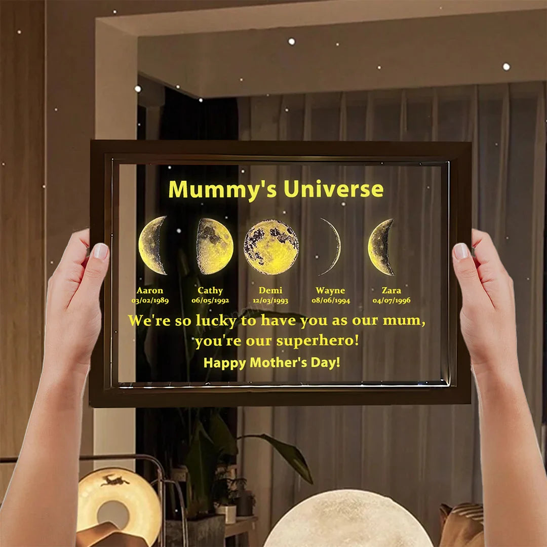 We Are So Lucky - LED Light Frame with Custom Text & Date - Mommy’s Universe