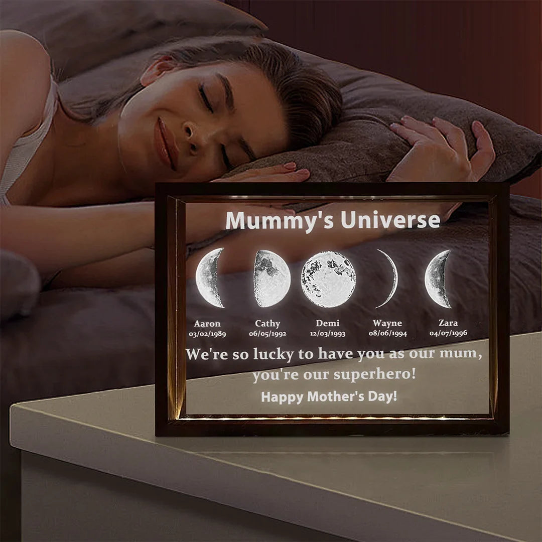 We Are So Lucky - LED Light Frame with Custom Text &amp; Date - Mommy’s Universe