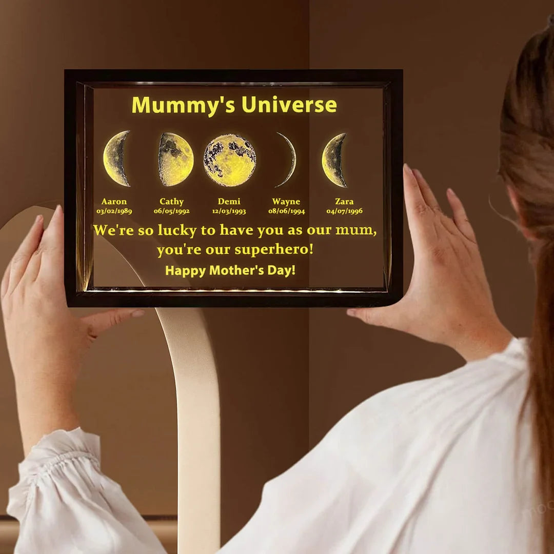 We Are So Lucky - LED Light Frame with Custom Text &amp; Date - Mommy’s Universe