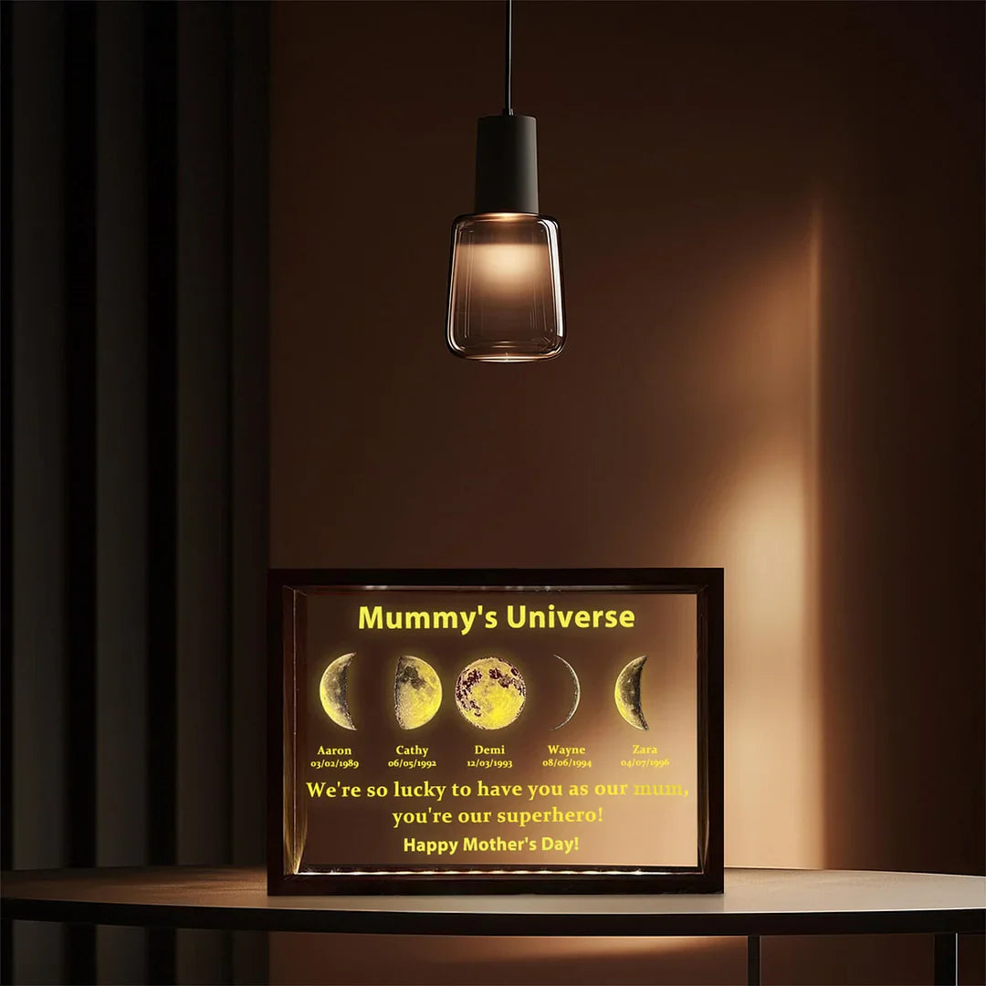 We Are So Lucky - LED Light Frame with Custom Text & Date - Mommy’s Universe