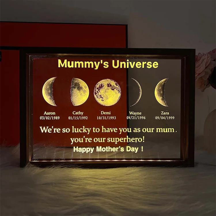 We Are So Lucky - LED Light Frame with Custom Text &amp; Date - Mommy’s Universe