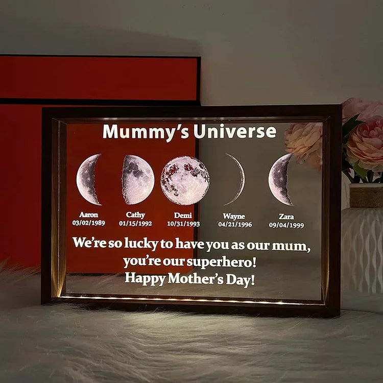 We Are So Lucky - LED Light Frame with Custom Text &amp; Date - Mommy’s Universe