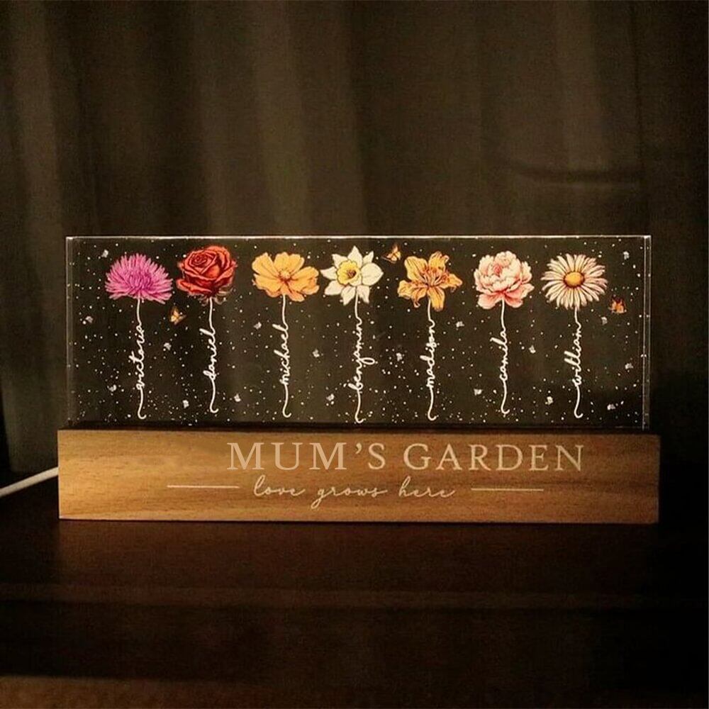 Personalized Acrylic Birthday Flower Night Light Warm Gift For Mother&