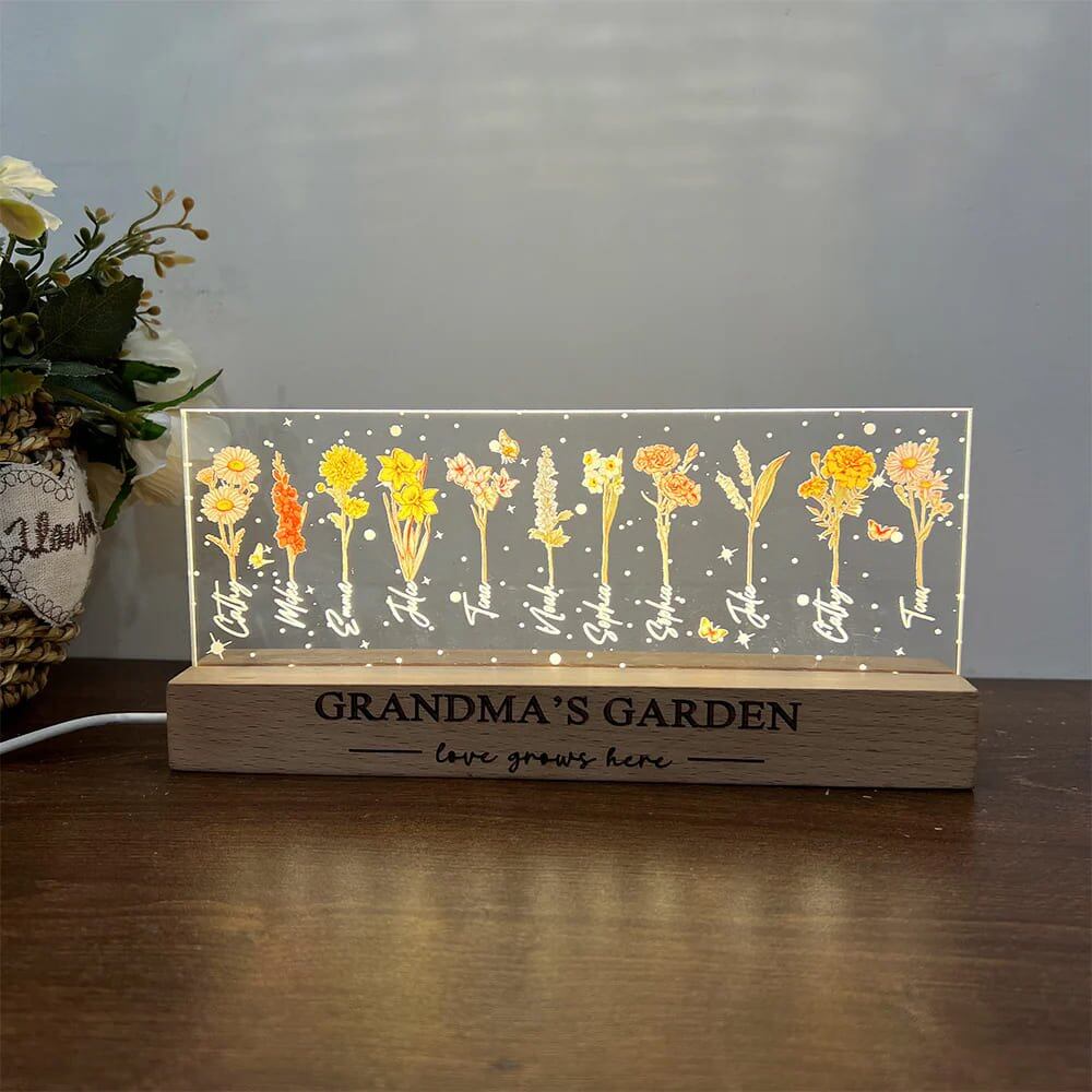 Personalized Acrylic Birthday Month Flower Night Light Warm Gift For Mother&