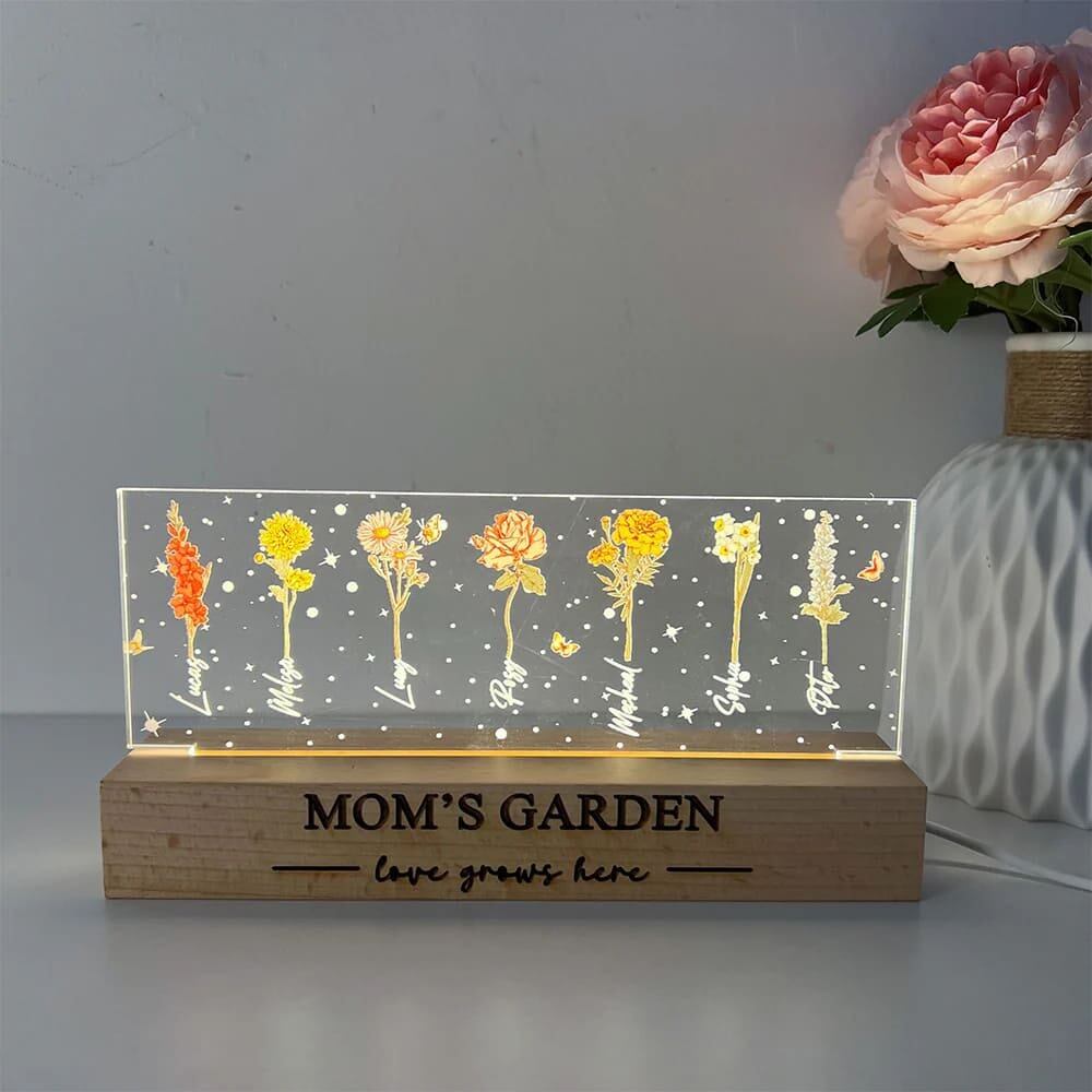 Personalized Acrylic Birthday Month Flower Night Light Warm Gift For Mother&