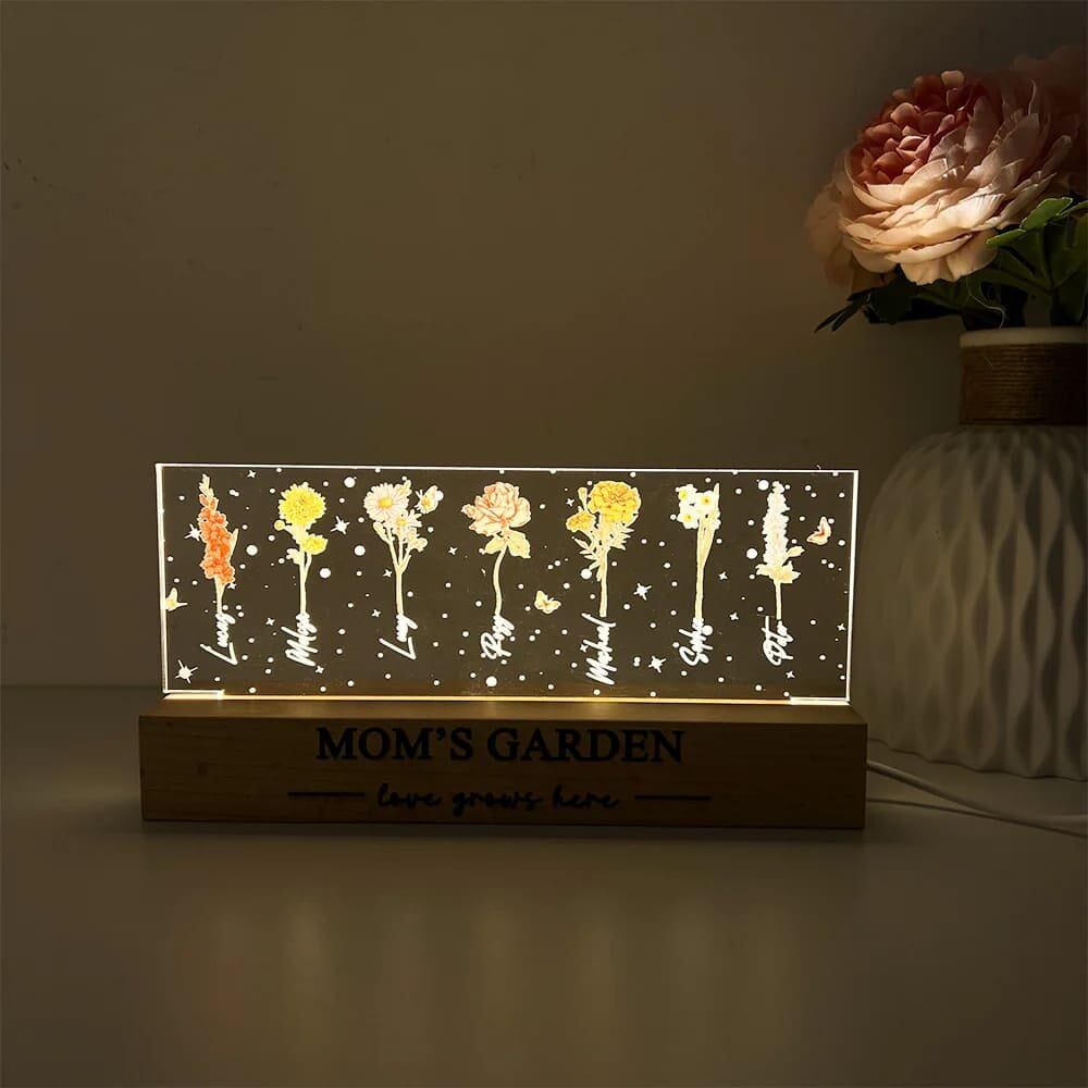 Personalized Acrylic Birthday Month Flower Night Light Warm Gift For Mother&