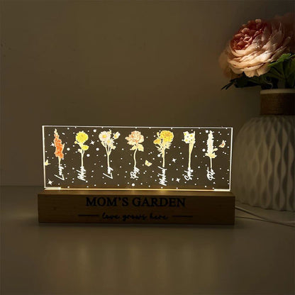 Personalized Acrylic Birthday Month Flower Night Light Warm Gift For Mother&