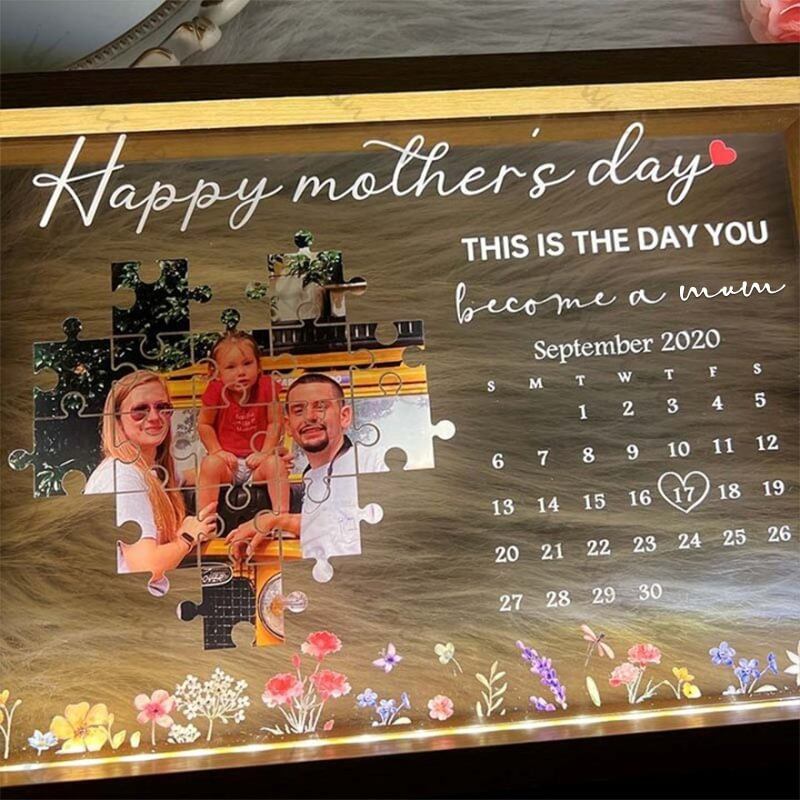 This Is The Day You Become A Mum Light Frame Personalized Gift
