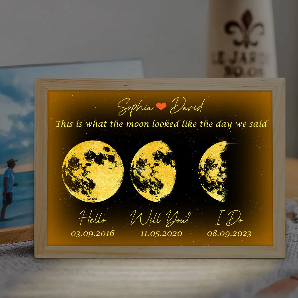 The Moon Look Like This - Personalized Light Photo Frame-Gift for Mom,Family