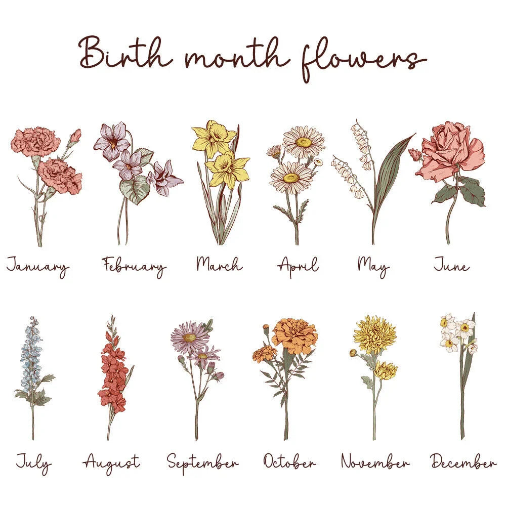 Custom Birth Month Flower LED Night Light, Mother&