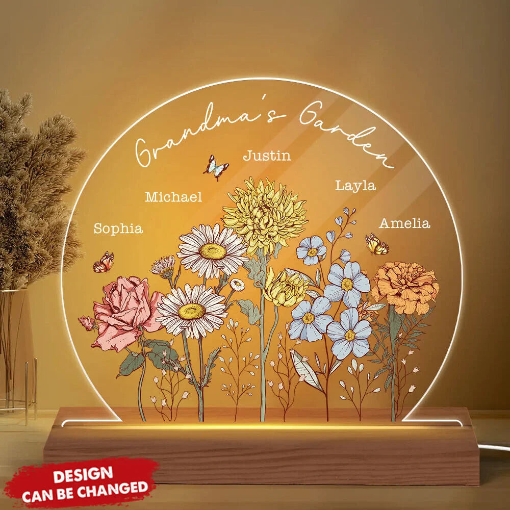 Custom Birth Month Flower LED Night Light, Mother&
