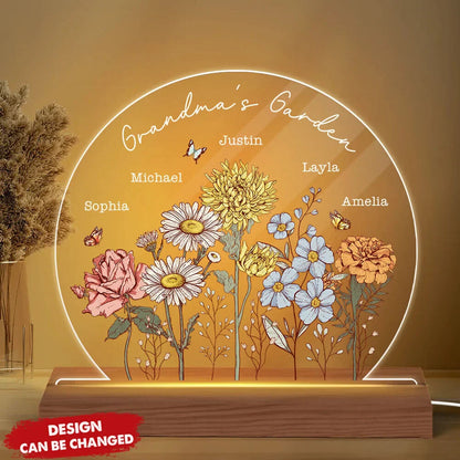 Custom Birth Month Flower LED Night Light, Mother&