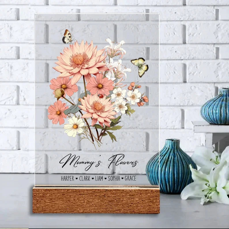 Birth Flower Family Bouquet, Birth Month Flower Art Custom, Hand Drawn Art, Birth Month Flower Print, Personalized Gift