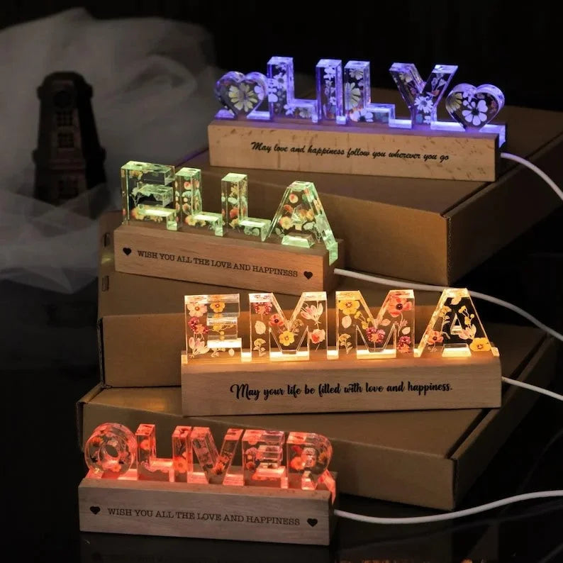 Custom Name Flower Night Light, Easter gift Personalized Light, Mother&