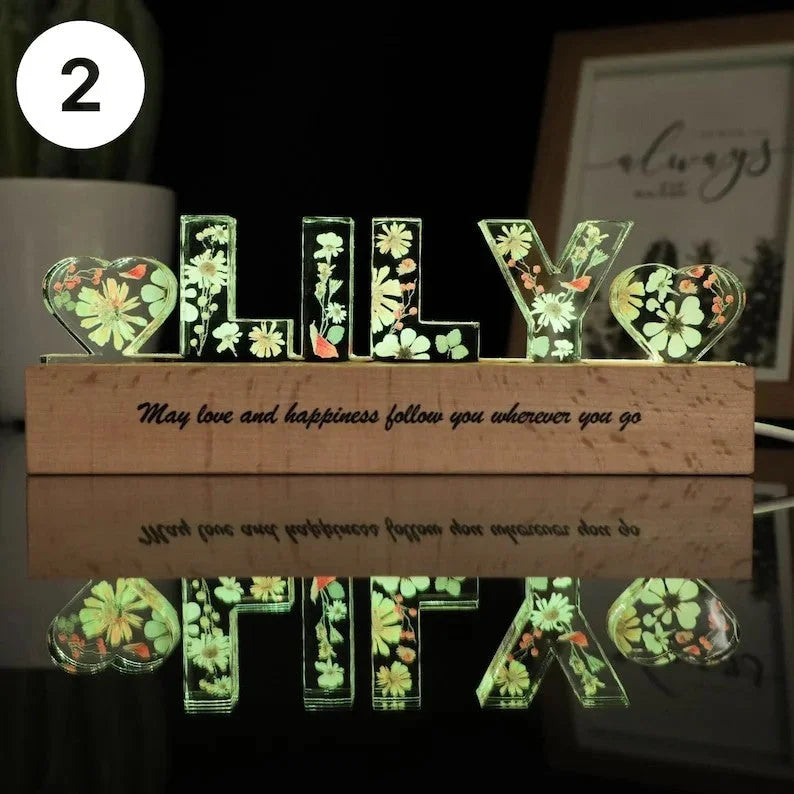 Custom Name Flower Night Light, Easter gift Personalized Light, Mother&