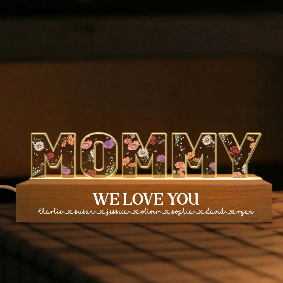 Custom Birth Flower Printed LED Night Light - 3D Illusion
