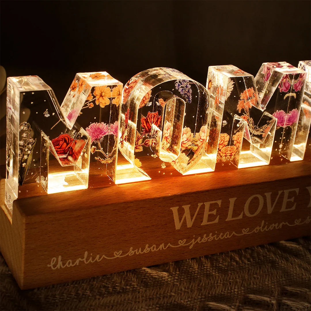 Custom Birth Flower Printed LED Night Light - 3D Illusion