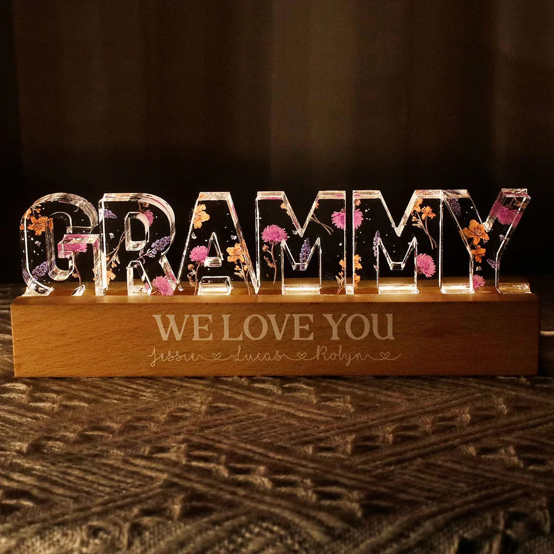 Custom Birth Flower Printed LED Night Light - 3D Illusion