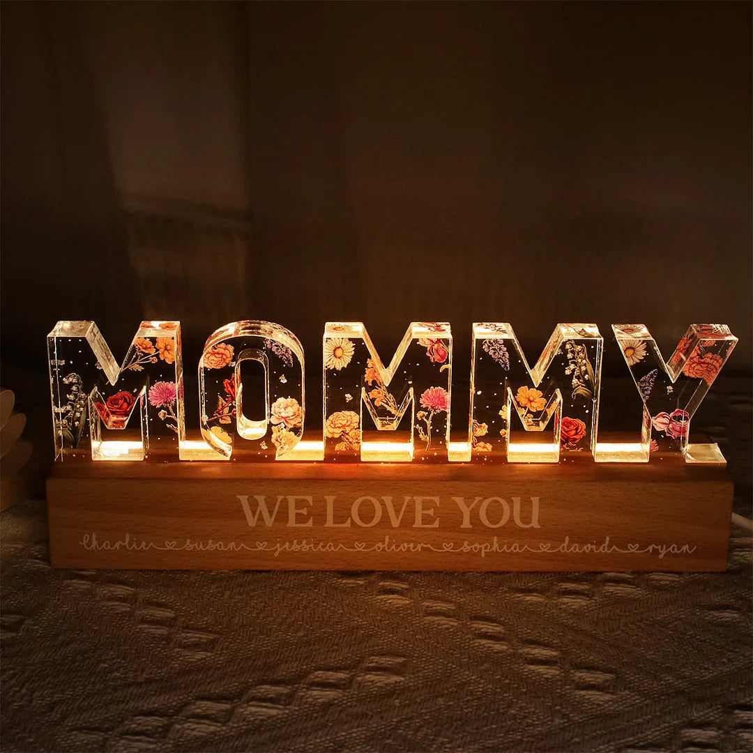 Custom Birth Flower Printed LED Night Light - 3D Illusion