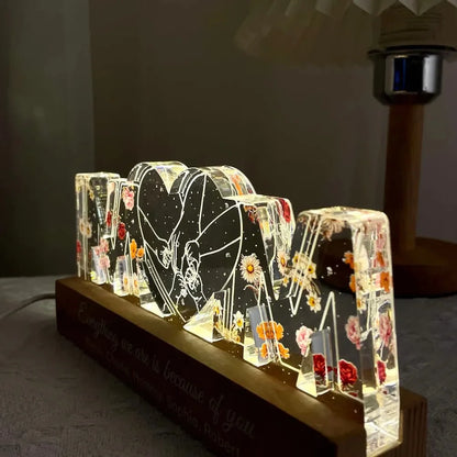 Mom Holds Kids Hands Everything We Are Is Because Of You - Personalized 3D LED Light Wooden Base - Gift For Mom, Mother&