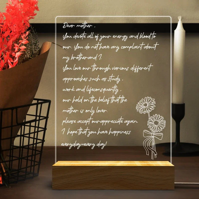 Personalized HandWritten Letter Night Light, Mother&