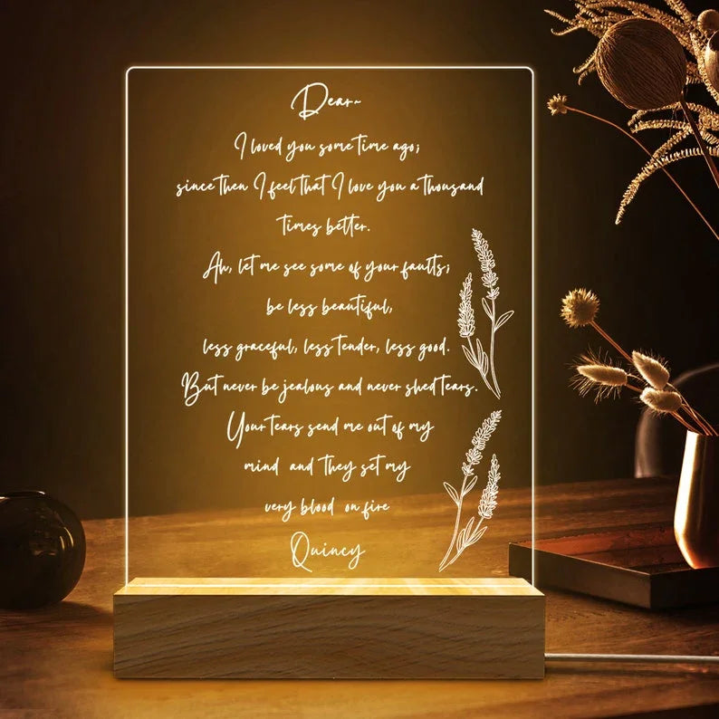 Personalized HandWritten Letter Night Light, Mother&