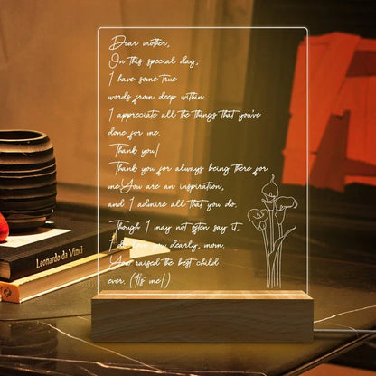 Personalized HandWritten Letter Night Light, Mother&