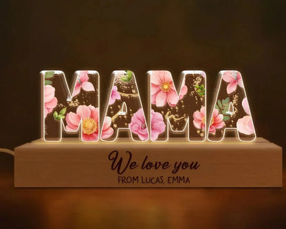 Custom Night Light Birth Flower 3D LED Light, Gift from Daughter, Mom Birthday Gift