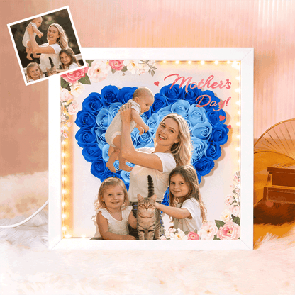 Personalized Flower Shadow Box - Custom Photo Gift For Mom, Gift For Mother&