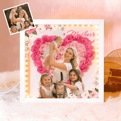 Personalized Flower Shadow Box - Custom Photo Gift For Mom, Gift For Mother&