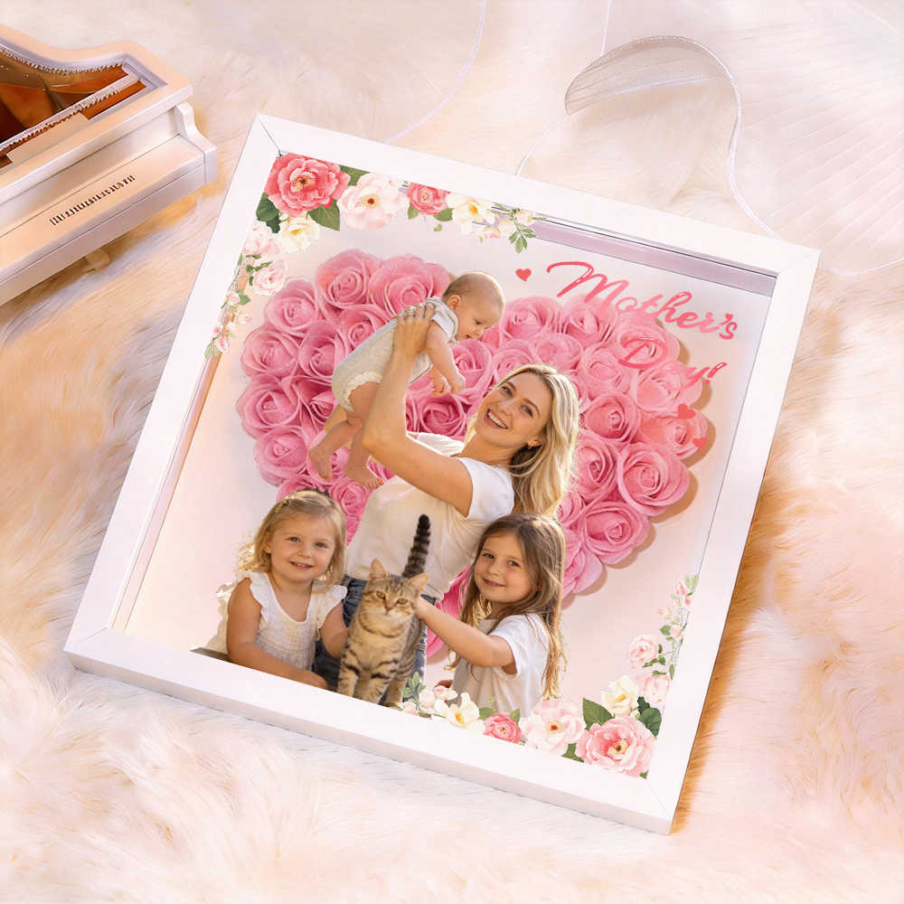 Personalized Flower Shadow Box - Custom Photo Gift For Mom, Gift For Mother&