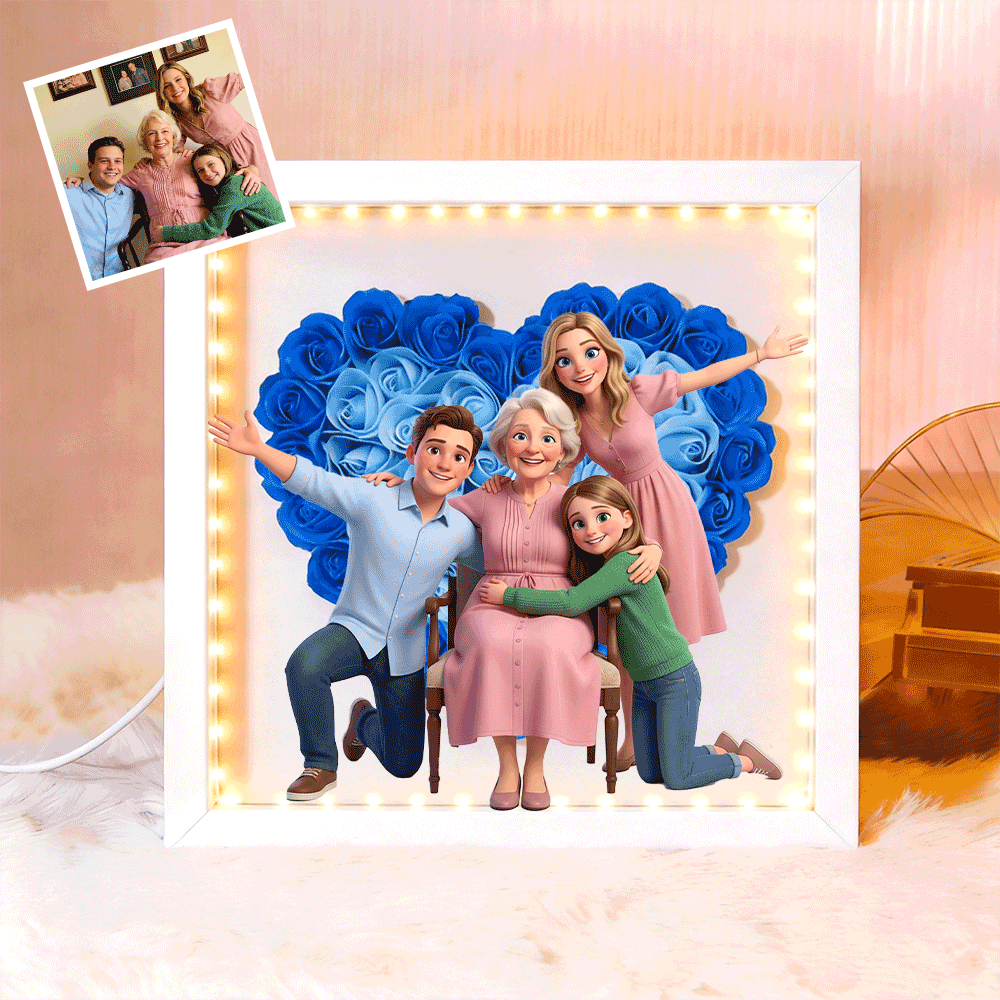 Personalized Flower Shadow Box - Custom Comic Style Photo, Gift For Mom, Gift For Mother&