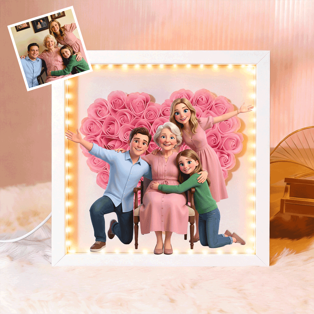Personalized Flower Shadow Box - Custom Comic Style Photo, Gift For Mom, Gift For Mother&