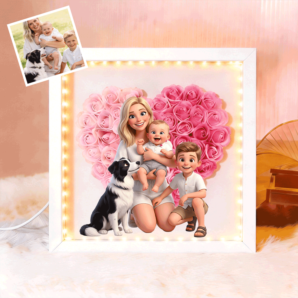 Personalized Flower Shadow Box - Custom Comic Style Photo, Gift For Mom, Gift For Mother&