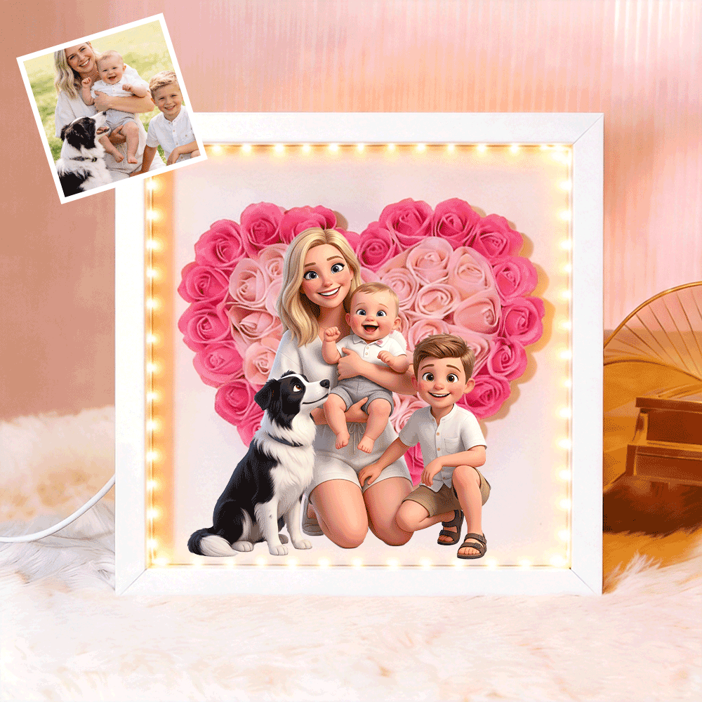 Personalized Flower Shadow Box - Custom Comic Style Photo, Gift For Mom, Gift For Mother&